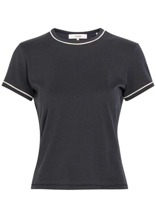 Frame Denim The Ringer Pipe-trim Cotton T-shirt - Navy - S (UK8-10 / S)