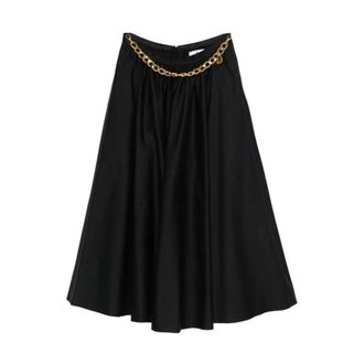 Elisabetta Franchi Midi Skirts, female, Black, Size: M Stretch Cotton Skirt with Jewel Detail
