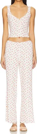 Free People Fresh In Love Lounge Set In Bluebird Combo