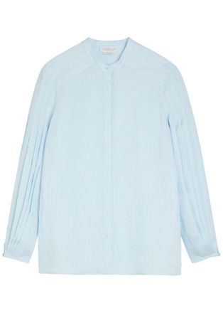 Gabriela Hearst Laetitia Pleated Linen Shirt - Light Blue - 38 (UK6 / XS)