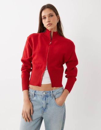 Cotton On Lotus - Maglia con zip stretta rosso petalo