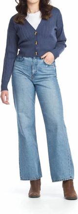 Papillon Ribbed Short Cropped Cardigan In Teal