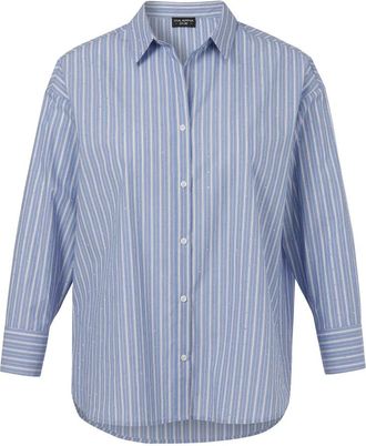 Via Appia Due Gestreept Shirt - Dames - Overhemden - Blauw - 5XL - Katoen - Overhemden
