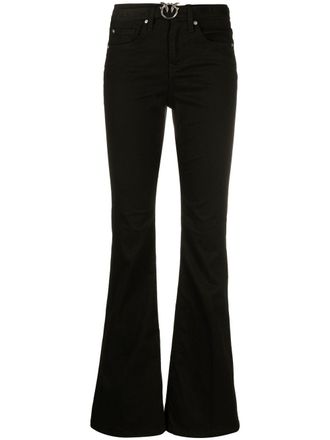 Pinko Love Birds-buckle flared trousers - Black