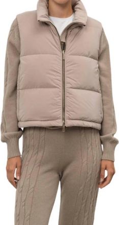 Moorer Stand Collar Sleeveless Down Vest In Beige