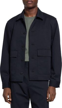 Theory Moonsoft Cotton Twill Button-Up Shirt Jacket in Baltic at Nordstrom, Size Xx-Large