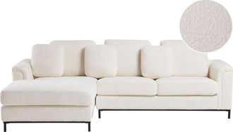 Beliani Beliani - Corner Sofa L-Shaped Right Hand Modern Upholstered Living Room Boucle White Oslo