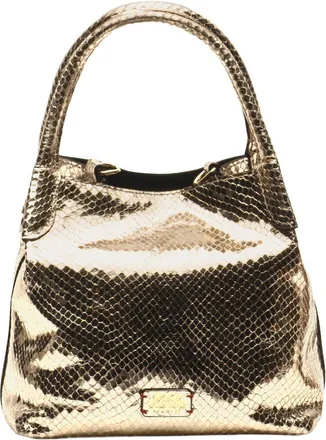 Frances Valentine Teeny Sweet Pea Metallic Snake-Embossed Leather Tote