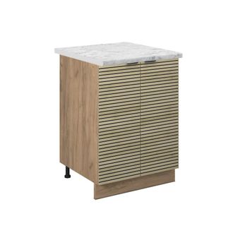 Vicco Armario Bajo De Cocina Fame-line, Panel De Roble, 60 Cm, Et M&aacute;rmol