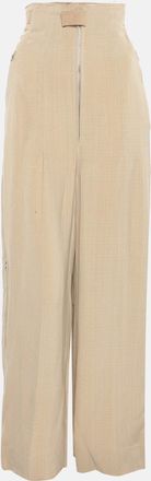 Jacquemus Beige Silk Blend High Rise Le Papier Trousers
