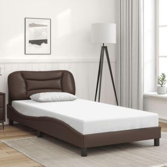 vidaXL Estructura De Cama Sin Colch&oacute;n Hvar Cuero Sint&eacute;tico Marr&oacute;n 100x200cm Vidaxl