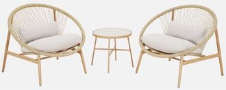 Sweeek Set De 2 Sillones De Rat&aacute;n Y Mesa De Acero, 2 Plazas