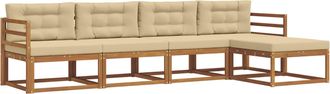 vidaXL Conjunto De Sof&aacute;s De Exterior 5 Uds. Natural Y Beige Vidaxl