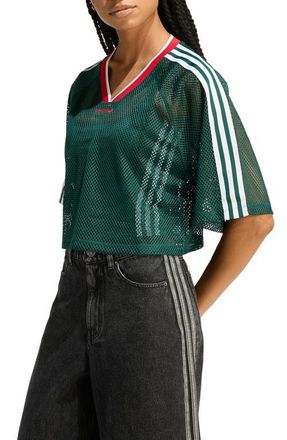 adidas Originals Mesh Crop Jersey Top in Collegiate Green at Nordstrom, Size X-Small