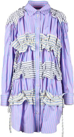 Msgm Kleedjes - Dames - Shirt Kleedjes - Paars - M - Katoen - Kleedjes