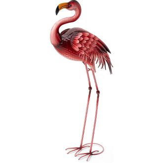 Glitzhome Metal Standing Flamingo Garden Statue with Stakes in Pink at Nordstrom, Size Medium