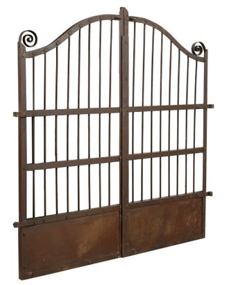 Biscottini International Biscottini - Puerta Exterior De Hierro Forjado 115x115x5 Cm Puerta Con Acabado Antiguo Puerta Exterior De Jard&iacute;n De Pieza &Uacute;nica Marr&oacute;n