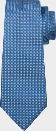 Kiton Mens Silk Geometric Jacquard Seven-Fold Tie