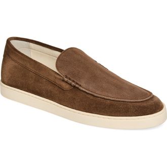 Brunello Cucinelli Chevron Embossed Suede Loafer in Dark Brown at Nordstrom, Size 9.5Us