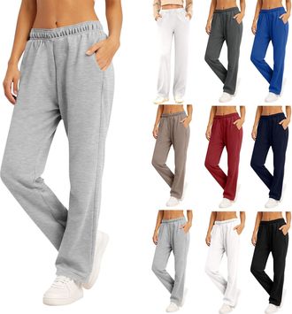 Generic Joggers for Women UK Casual Fashion Straight Leg Sweatpants Ladies Baggy Workout Gym Sports Trousers Comfort Elasticated Waist Running Track Pants Lou