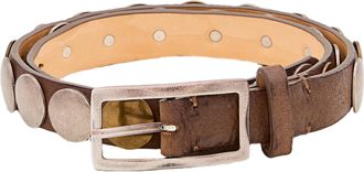 Reptiles House Bahia Brown Leather Belt With Textured Stud Accents