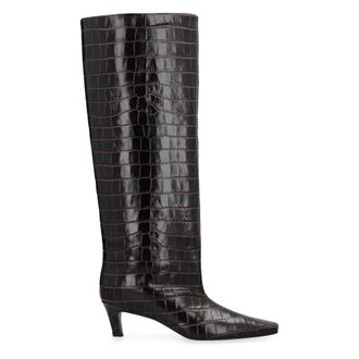 Toteme Schoenen, Dames, Bruin, 39 EU, Leer, Wide Shaft Boot