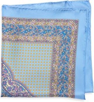 Robert Graham Paisley Floral Pocket Square in Blue/Coral at Nordstrom Rack