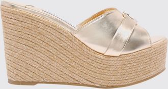 Jimmy Choo London Sandalo con zeppa alta Leda in pelle di vitello laminata