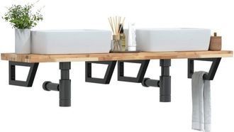 vidaXL Estante De Lavabo De Pared Acero Y Madera Maciza De Acacia Vidaxl