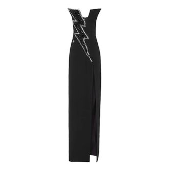 Philipp Plein Long Dress Thunder - Dames - Avondkleed - Zwart - S - Polyester - Kleedjes
