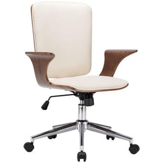 vidaXL Sedia da Ufficio Girevole in Similpelle e Legno Curvato - Vidaxl
