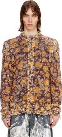 Diesel Printed linen-blend cardigan with crystals - Knitwear - Man - Multicolor