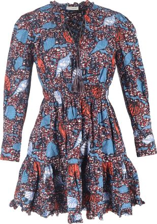 Ulla Johnson Ismaya Printed Mini Tiered Dress in Multicolor Cotton