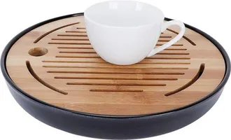 OEM Dailygoods, Bandeja De T&eacute; De Bamb&uacute; De 25 Cm, Port&aacute;til, Multifuncional, Juego De T&eacute;, Ideal Para La Hora Del T&eacute;, Melamina Duradera, Servicio De T&eacute;