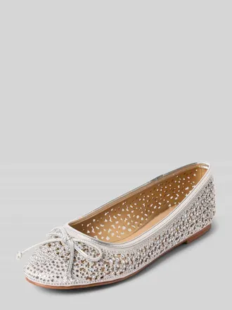 Alma En Pena Ballerinas mit Strasssteinbesatz in Silber, Gr&ouml;&szlig;e 36