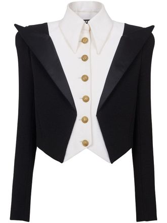 Balmain 6-Button Spencer cropped jacket - Black