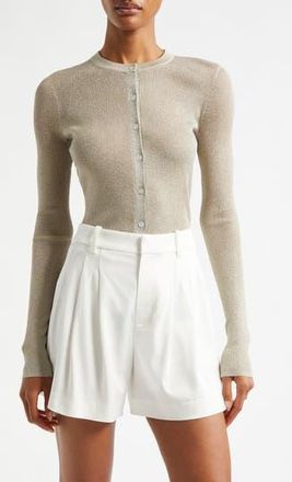 A.L.C. Fisher Metallic Rib Cardigan in Light Gold at Nordstrom Rack, Size Medium