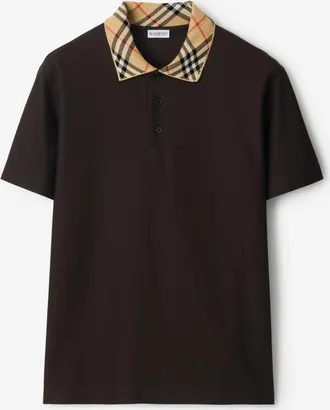 Burberry Check Collar Cotton Polo Shirt