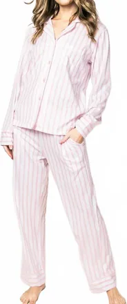 Petite Plume Pima Cotton Pajamas In Pink Stripe