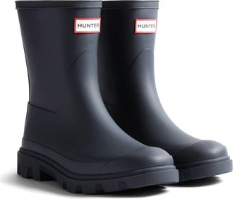 Hunter Downpour Short Rubber Womens Navy Wellington Boots - Size UK 8