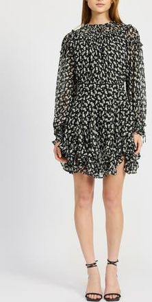 En Saison Genevieve Long Sleeve Chiffon Minidress in Black Gold at Nordstrom Rack, Size X-Small
