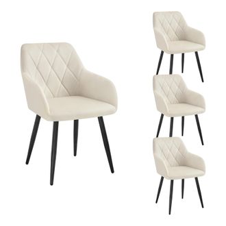 Woltu Sillas De Comedor Silla Reposabrazos Silla Tapizada Con Respaldos Sillas Nordicas Silla Para Comedor Sal&oacute;n Dormitorio Cocina Pasillo Crema Terciopelo 