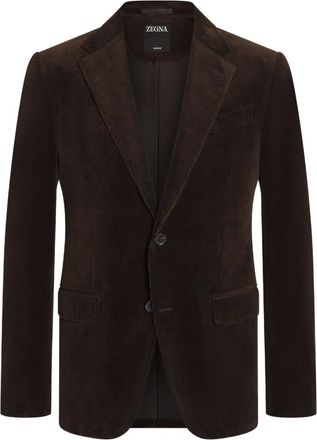 Ermenegildo Zegna corduroy single-breasted blazer - men - Cashmere/Elastane/Cotton - 48 - Brown