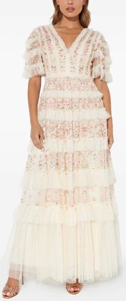 Needle & Thread Calathea floral-embroidered dress - women - Fabric - L - Neutrals