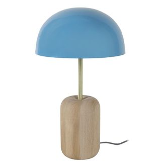 Tosel L&aacute;mpara de mesacylindre madera Alt.36cm natural Pantalla: azul