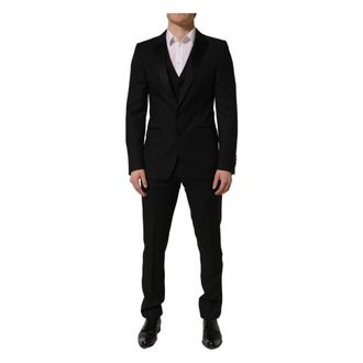 Dolce & Gabbana Single Breasted Suits, male, Black, Size: M Martini Slim Fit 3-Piece Suit