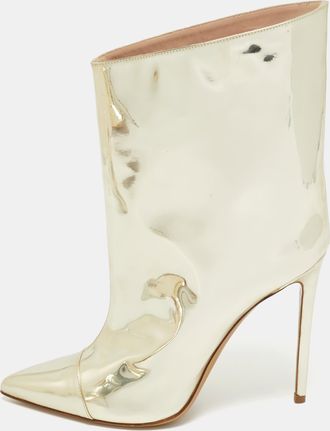 Alexandre Vauthier Gold Synthetic Leather Mid Calf Boots