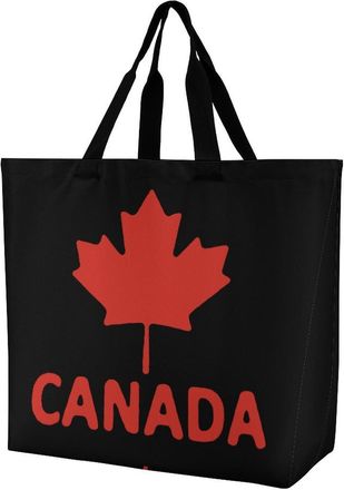 Generic Canada Maple Flag Large Reusable Shopping Bag Lightweight Foldable Tote Bags Washable Shoulder Handbag