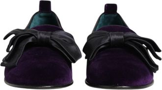 Dolce & Gabbana Purple Suede Cotton Bow Slip On Loafers Mens Shoes (Pre-Owned)
