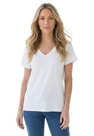 Roaman's Plus Size Cotton Ultimate V-Neck Tee in White at Nordstrom, Size 5X
